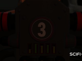מדע בדיוני בדסמ. סקס אנדרואיד מזיין חזק חמה עם אזיקים לוהטת במעצורים